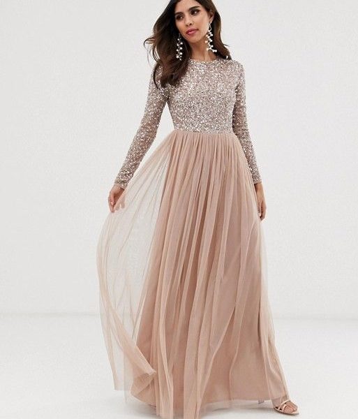 maya bridesmaid taupe blush