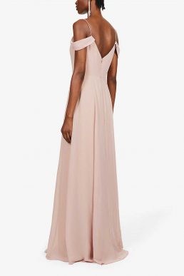 Jenny Yoo Priya Off The Shoulder Long Chiffon Gown Bridesmaid Dress Blush Pink