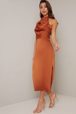 Chi Chi Jaianne Halter Shift Dress Orange