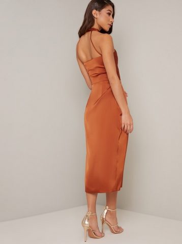 Chi Chi Jaianne Halter Shift Dress, Orange - Image 2