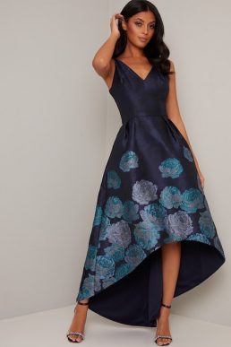 Chi Chi Niquita Floral High Low Dress Blue