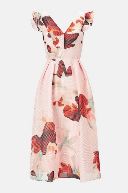 burnout floral frill dress