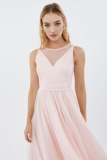 Coast Organza Tulle Prom Midi Dress Pale Pink