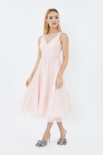 Coast Organza Tulle Prom Midi Dress, Pale Pink - Image 2