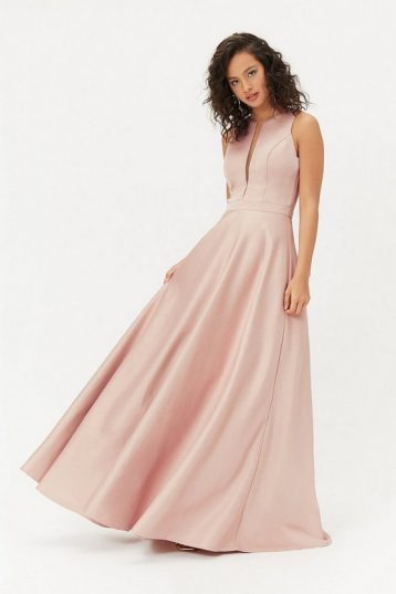 Coast Satin Maxi Tulle Underskirt Dress Pale Pink