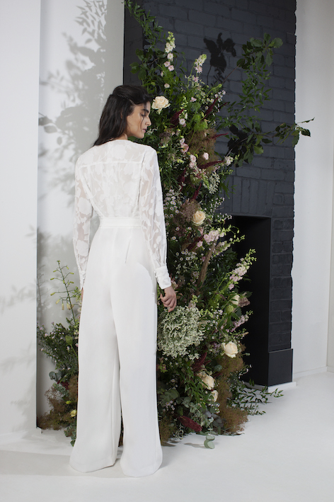 French Connection Annalise Satin Belted Bridal Jumpsuit Summer White