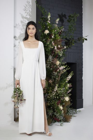 french connection aadina crepe column wedding sleeve dress ivory