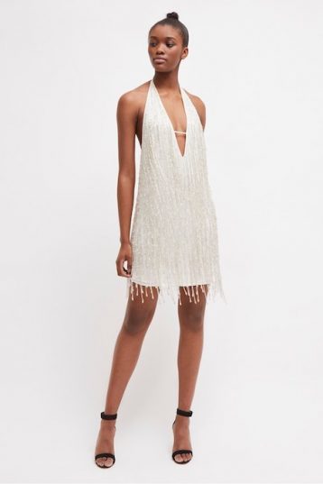 French Connection Celosia Shine Sequin Mini Shift Dress White