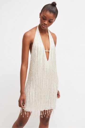 French Connection Celosia Shine Sequin Mini Shift Dress, White - Image 3