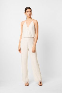 French Connection Clara Embellished Strappy Jumpsuit, White