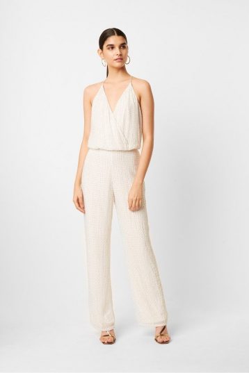 French Connection Clara Embellished Strappy Jumpsuit, White