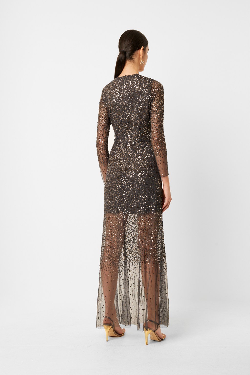 French Connection Emille Sequin Plunge Neck Dress, Pewter ...