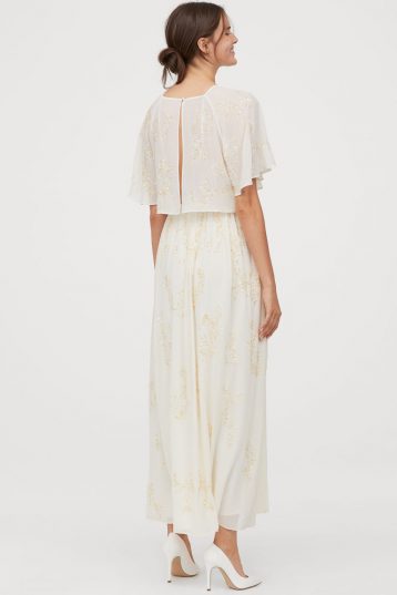 H&M Sequin-embroidered angel sleeve long maxi dress, Cream - Image 2