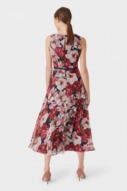 Hobbs Carly Floral Print Dress Peony Pink Multi