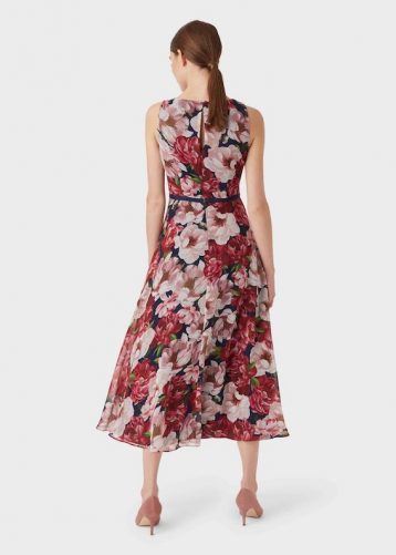 Hobbs Carly Floral Print Dress Peony Pink Multi