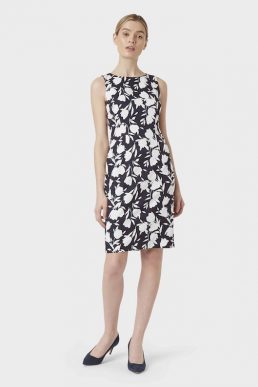 Hobbs Moira Floral Print Shift Dress Midnight Navy White