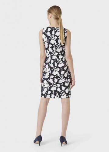 Hobbs Moira Floral Print Shift Dress, Midnight Navy/White - Image 2