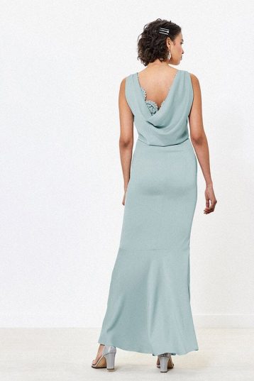 Oasis Amelia High Neck Cowl Back Bridesmaid Dress Pale Green