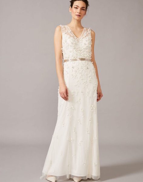 Phase Eight Frida Floral Applique Wedding Dress Ivory