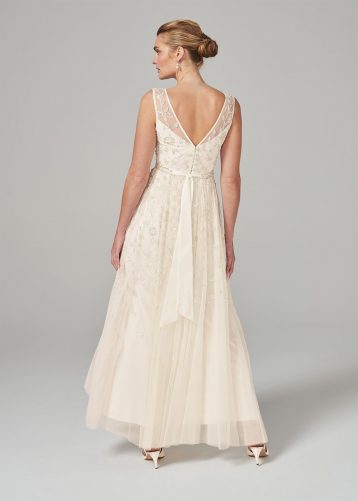 Phase Eight Millicent Beaded Wedding Dress, Antique Cream/Ivory - Image 2