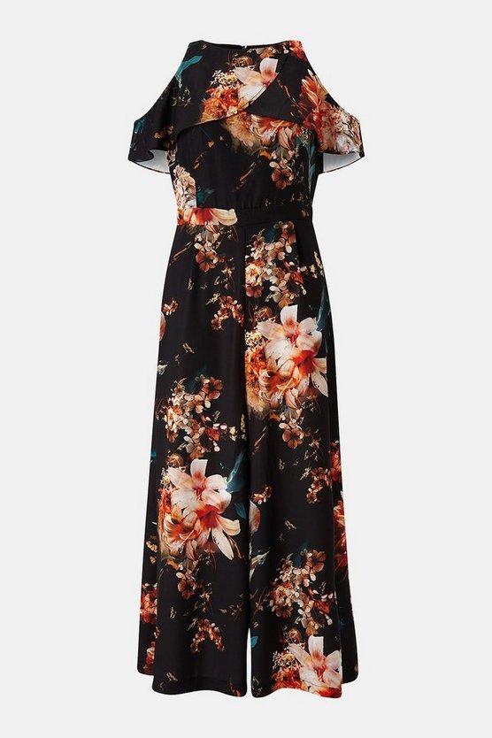 Floral Cold Shoulder Jumpsuit