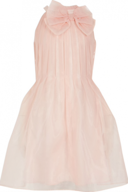 river Island Girls pink organza bow neck prom dress