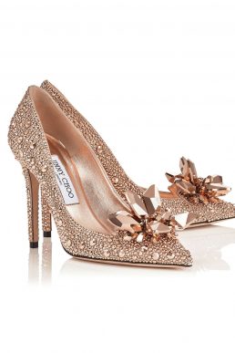 Jimmy Choo ARI Crystal Covered Pointy Toe Pumps Gold