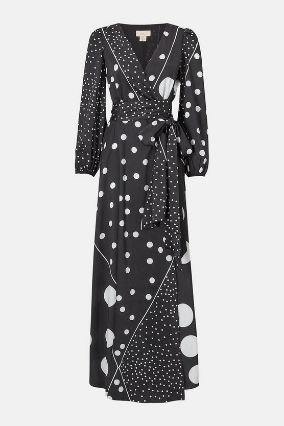 Spot Print Wrap Dress