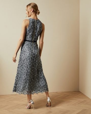 Ted Baker EDELLA Floral lace evening dress Blue Ivory