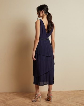 Ted Baker Melodi Ionaa Pleated sleeveless midi dress, Navy - Image 2
