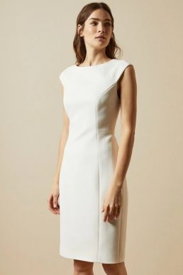 Ted Baker PELAGAI Boat neck midi shift dress, Ivory