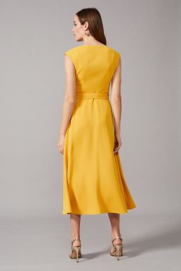 Phase Eight Rushelle Frill Midi Dress Yellow