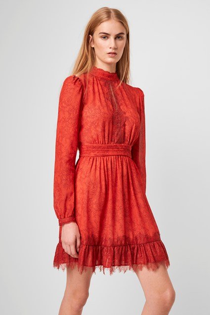 Dayo Drape Lace Print Dress