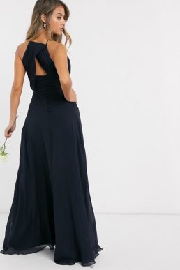 ASOS DESIGN Bridesmaid pinny maxi dress with ruched bodice and layered skirt detail