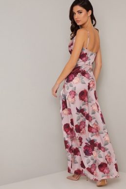 Chi Chi Mabel Floral Wrap Maxi Dress Pink Blush