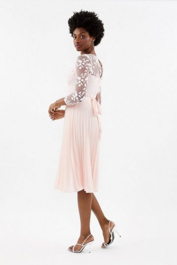 Coast Embroidered Long Sleeve Midi Bridesmaid Dress, Blush/Light Pink - Image 2