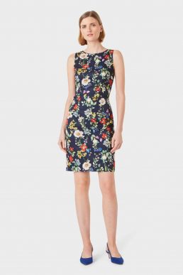 Hobbs Moira Floral Print Shift Dress Navy Multi