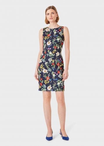 Hobbs Moira Floral Print Shift Dress Navy Multi