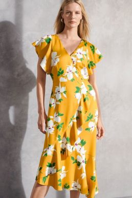 Phase Eight Dannie Floral Tea Dress Yellow Multi