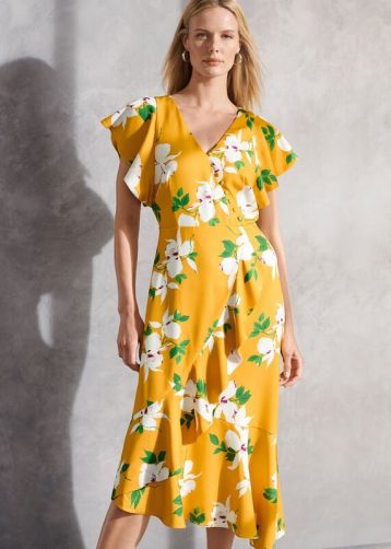 Phase Eight Dannie Floral Tea Dress Yellow Multi