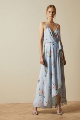 Ted Baker ARLISSA Sleeveless Elegant wrap dress Light Blue Multi