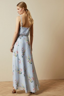 Ted Baker ARLISSA Sleeveless Elegant wrap dress Light Blue Multi