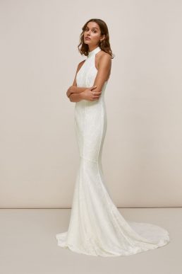Whistles Maria Halter Lace Wedding Dress Ivory