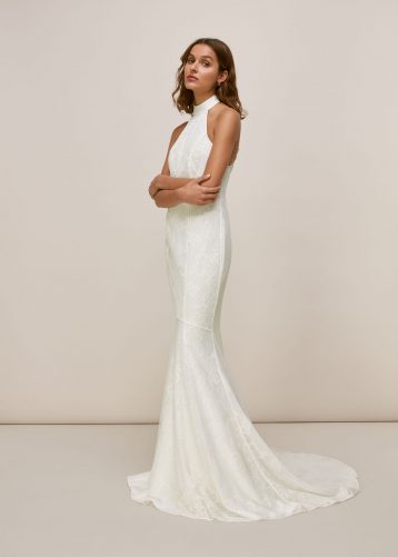 Whistles Maria Halter Lace Wedding Dress Ivory