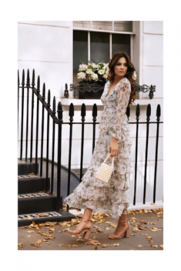 Anne Louise Boutique Papillon Tiered Floral Dres White Multi