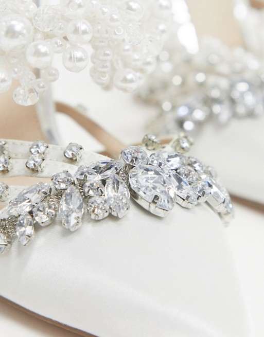 ASOS DESIGN Petals pearl embellished pointed heels in ivory ...