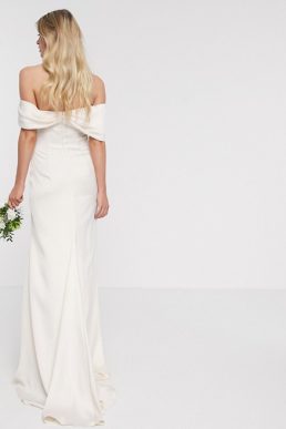 ASOS EDITION bardot drape wrap wedding dress Ivory Soft Apricot