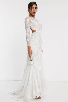 ASOS EDITION embroidered & embellished fishtail wedding dress Ivory