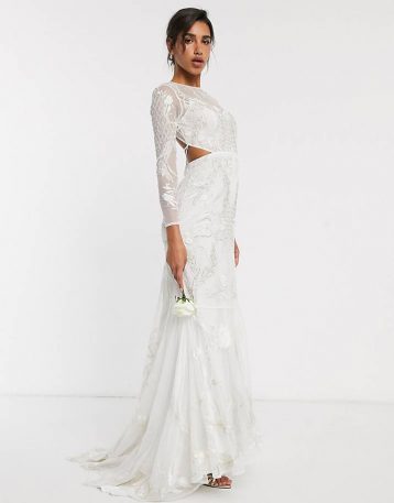 ASOS EDITION embroidered & embellished fishtail wedding dress Ivory