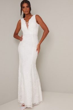 Chi Chi Bridal Embroidered Shelley Dress White